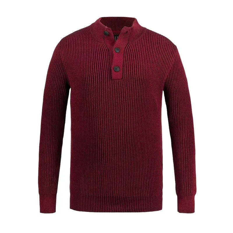 Men's Casual Stand Collar Button Loose Pullover Knitted Sweater 05609416M sold by Manly product image thumbnail 4
