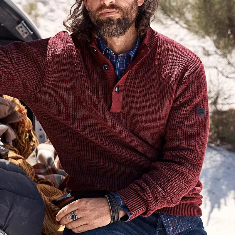 Men's Casual Stand Collar Button Loose Pullover Knitted Sweater 05609416M sold by Manly product image thumbnail 3