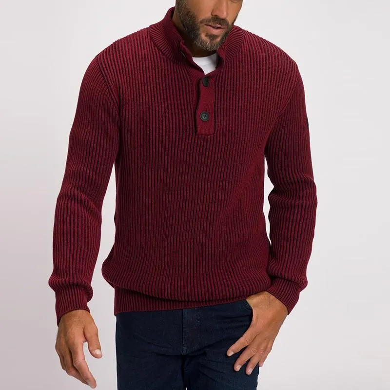 Men's Casual Stand Collar Button Loose Pullover Knitted Sweater 05609416M sold by Manly product image thumbnail 2