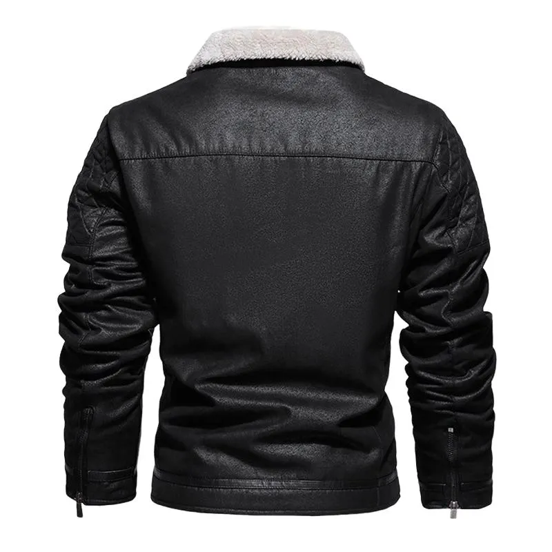 Men's Fleece Warm Slim Fit Leather Jacket 16750145U sold by Manly product image thumbnail 2
