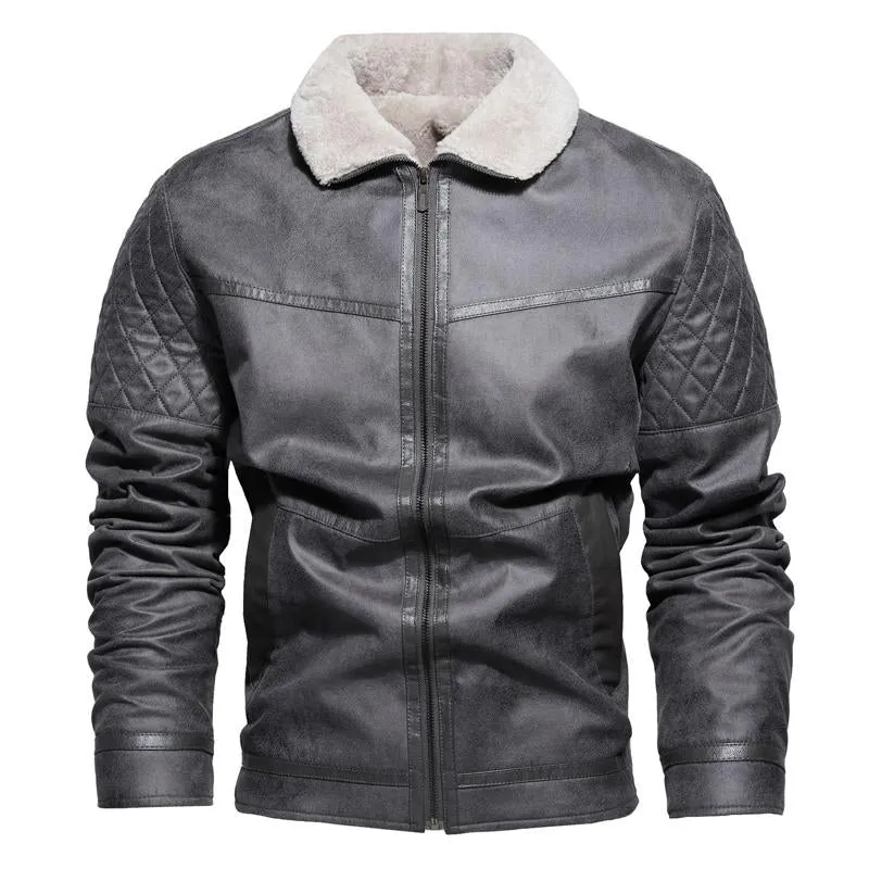 Men's Fleece Warm Slim Fit Leather Jacket 16750145U sold by Manly product image thumbnail 3