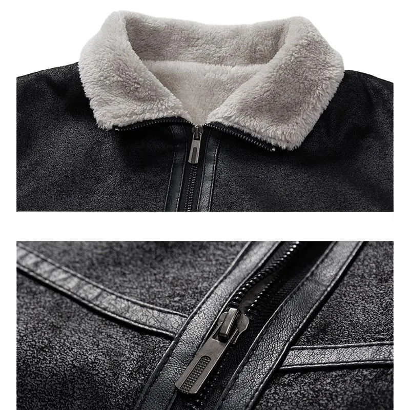 Men's Fleece Warm Slim Fit Leather Jacket 16750145U sold by Manly product image thumbnail 5