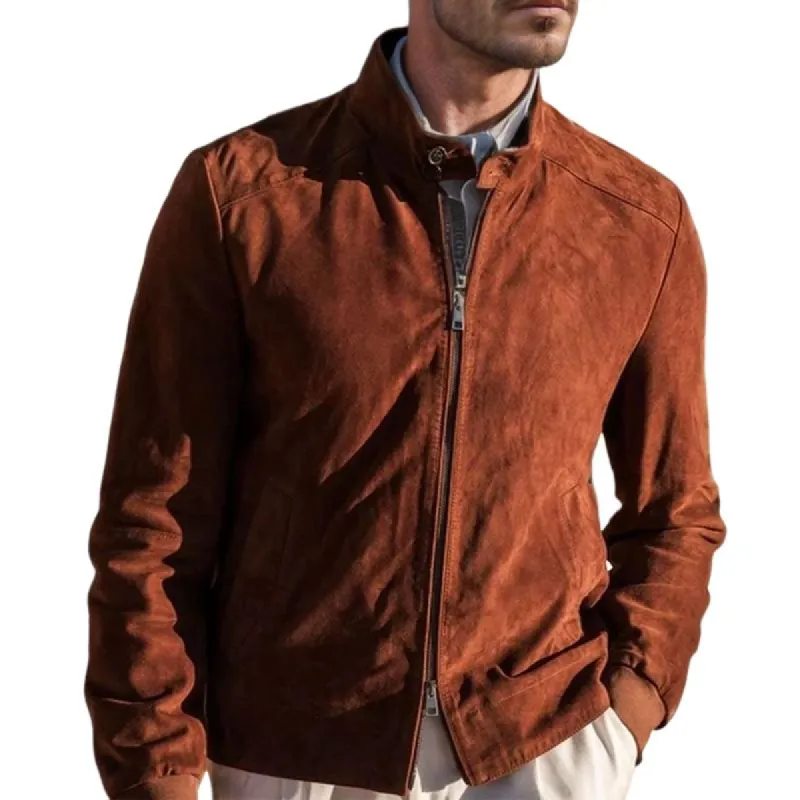 Men's Casual Suede Solid Color Jacket 25036089U sold by Manly