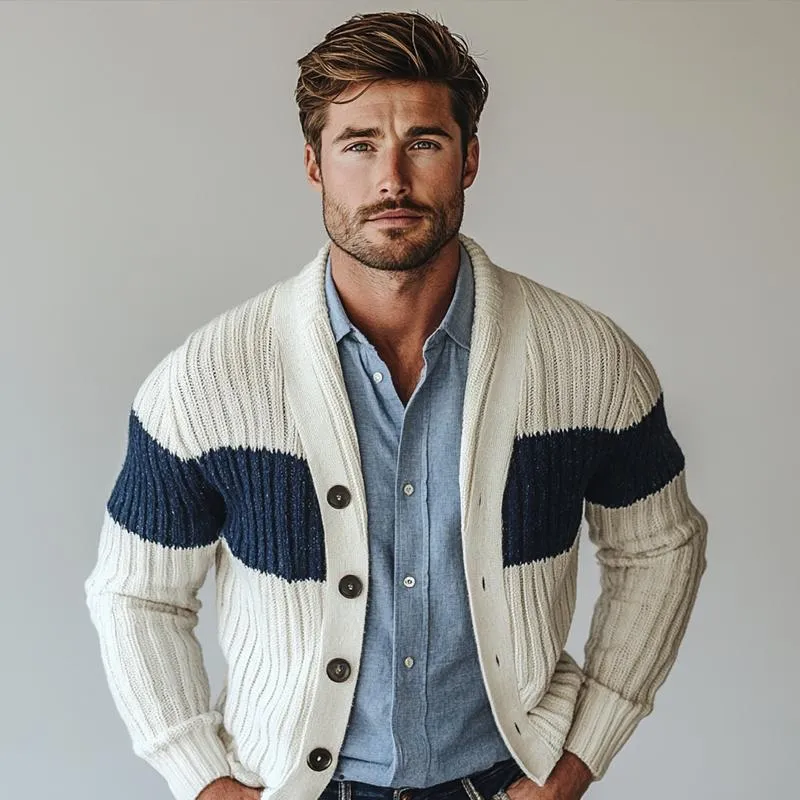 Men's Fashion Color Block Striped Single Breasted Casual Cardigan 30573213Z sold by Manly product image thumbnail 2