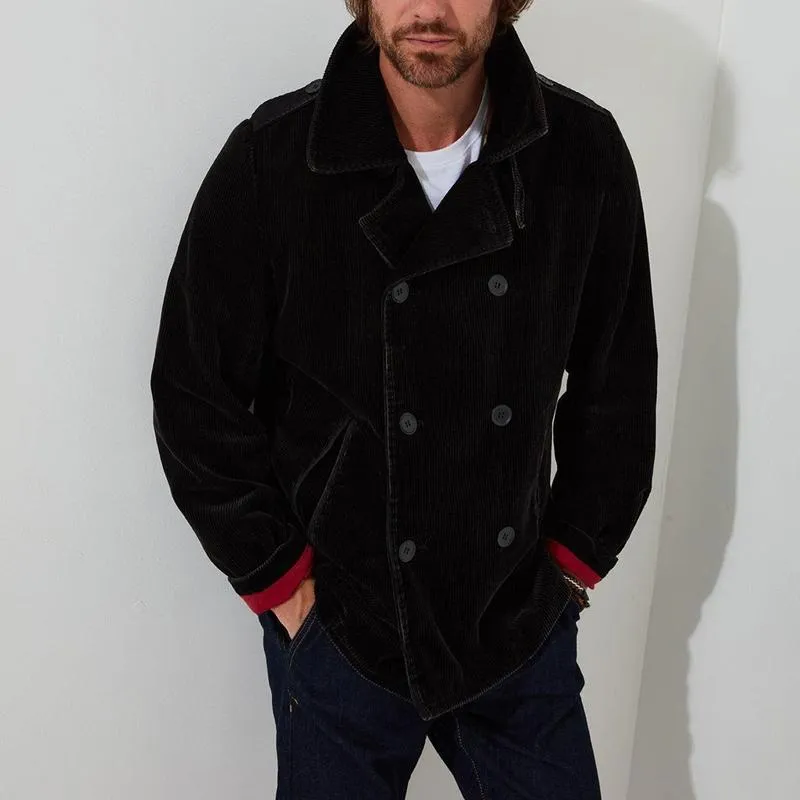 Men's Solid Color Corduroy Lapel Double Breasted Casual Jacket 48401968Z sold by Manly product image thumbnail 3