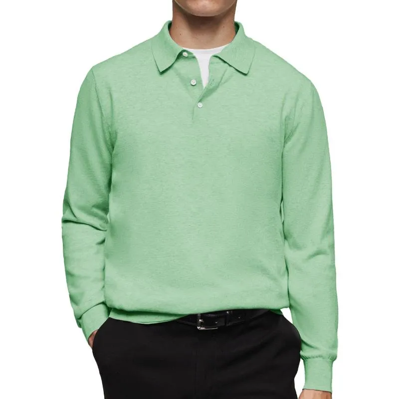 Men's Casual Solid Color Loose Lapel Long Sleeve Polo Shirt 06605727M sold by Manly product image thumbnail 5