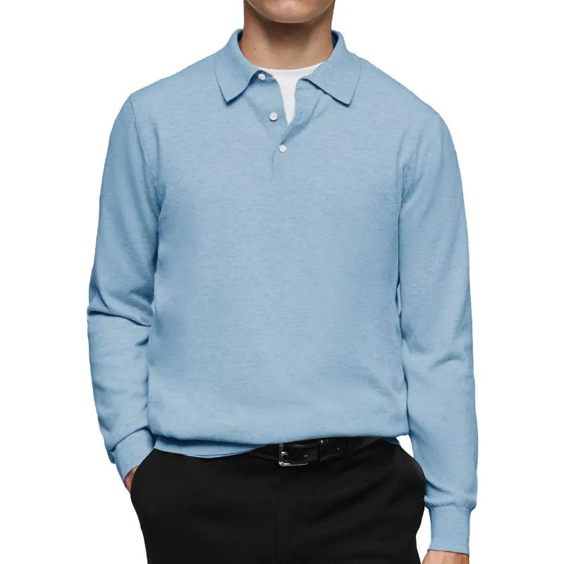 Men's Casual Solid Color Loose Lapel Long Sleeve Polo Shirt 06605727M sold by Manly product image thumbnail 4