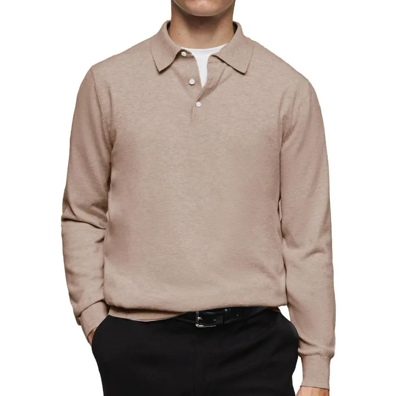 Men's Casual Solid Color Loose Lapel Long Sleeve Polo Shirt 06605727M sold by Manly product image thumbnail 3