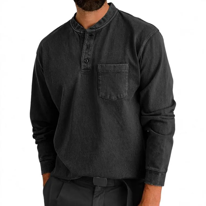 Men's Casual Henley Collar Cotton Blend Loose Long Sleeve T-Shirt 15737570M sold by Manly product image thumbnail 5