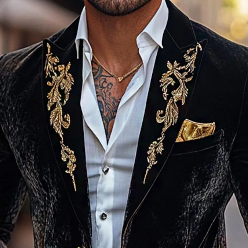 Men's Retro Casual Palace Style Velvet Embroidered Blazer 29479814TO sold by Manly product image thumbnail 3