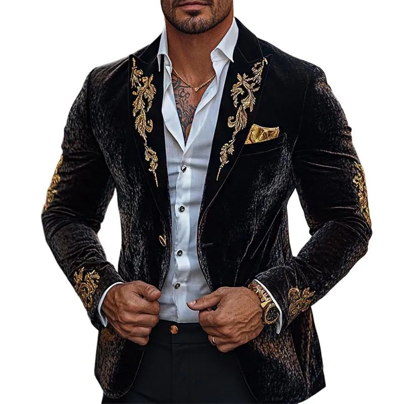 Men's Retro Casual Palace Style Velvet Embroidered Blazer 29479814TO sold by Manly