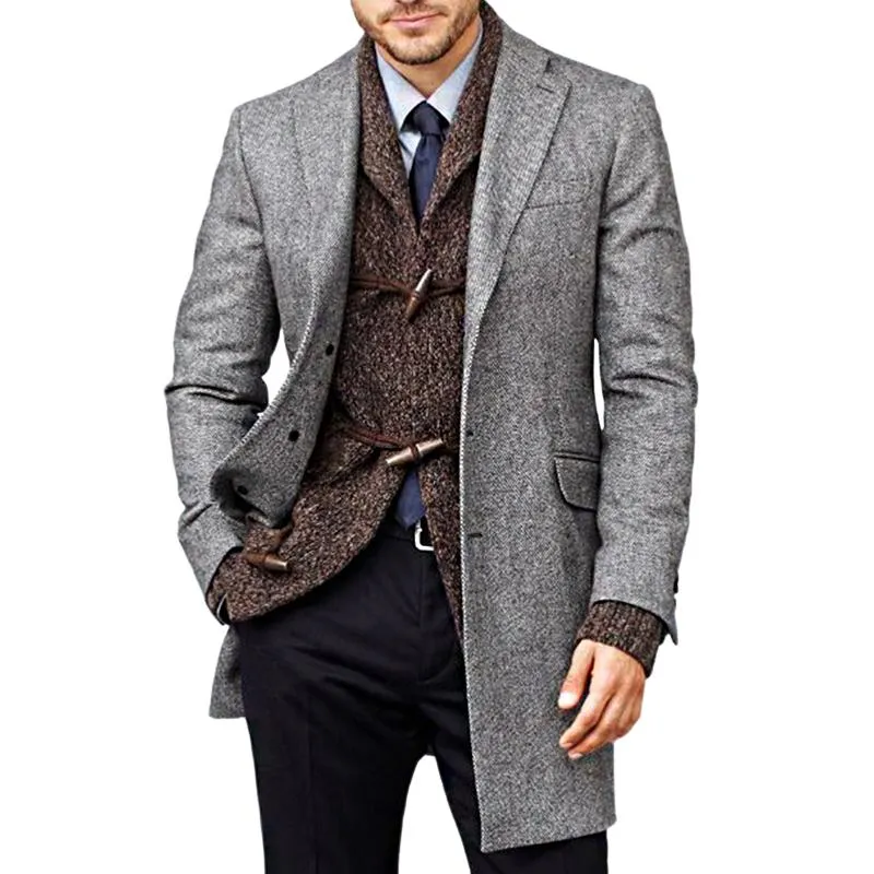 Men's Retro Casual Single Breasted Mid-Length Coat 16516896TO sold by Manly