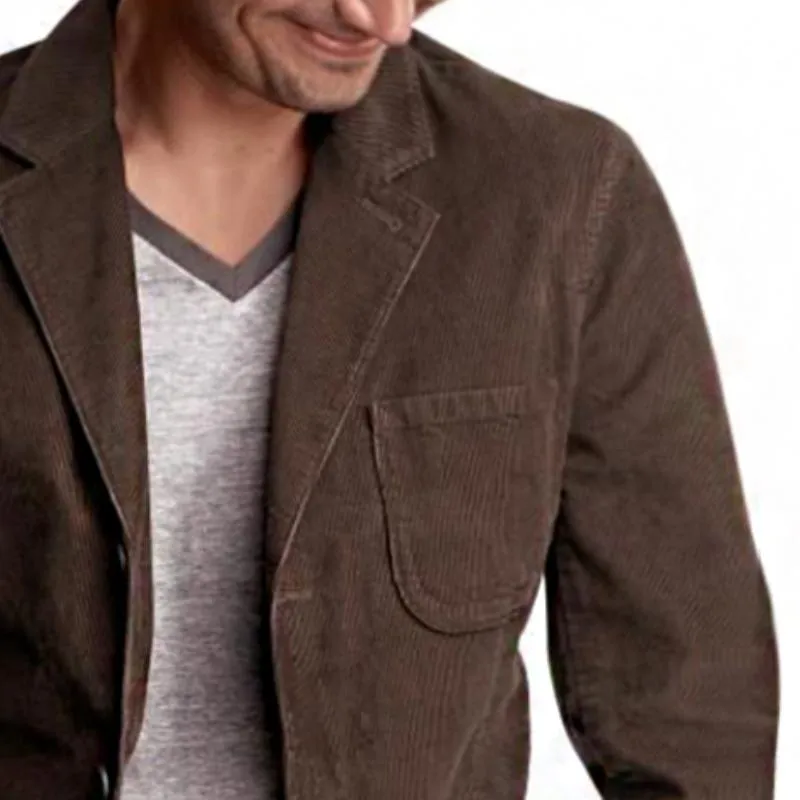 Men's Vintage Casual Solid Color Corduroy Pocket Blazer 02458806TO sold by Manly product image thumbnail 2