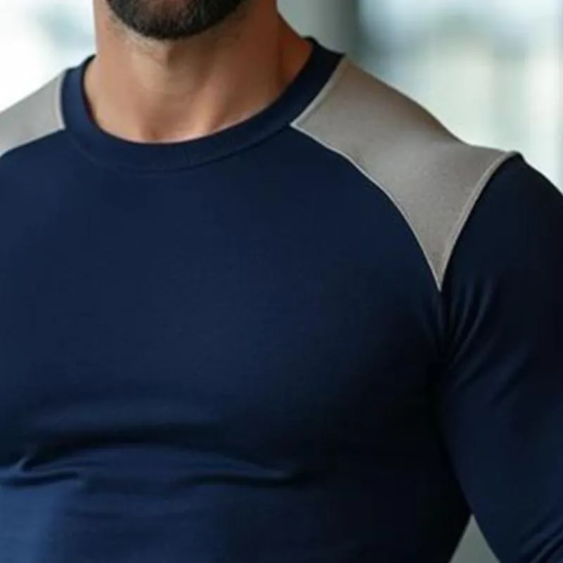 Men's Retro Casual Simple Colorblock Round Neck Sweater 11013303TO sold by Manly product image thumbnail 3