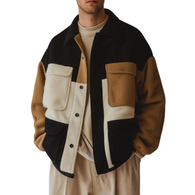 Men's Vintage Casual Stand Collar Polar Fleece Jacket 38984348F sold by Manly