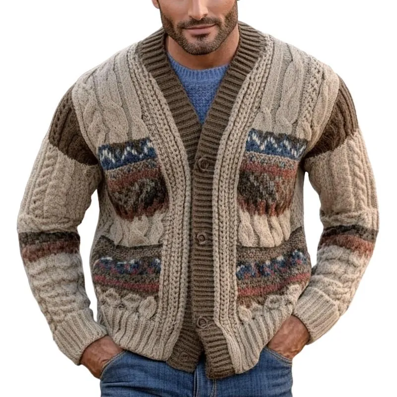 Men's Retro Casual Warm Knit Cardigan 83905275F sold by Manly