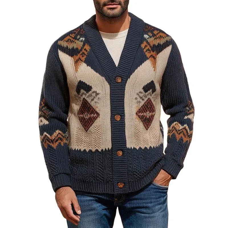 Men's Vintage Knitted Jacquard Cardigan 33328242F sold by Manly