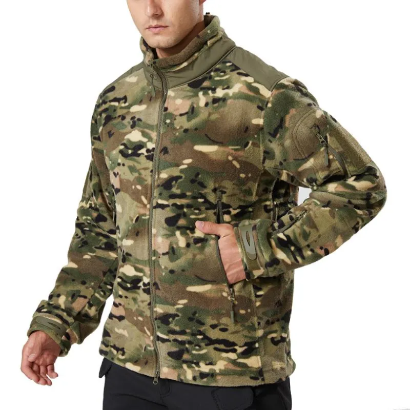 Men's Stand Collar Outdoor Sports Camouflage Fleece Jacket 97630856F sold by Manly