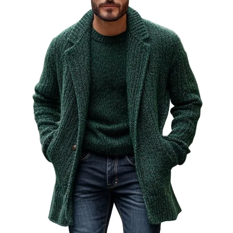 Men's Solid Color Lapel One Button Knit Cardigan 37809031Z sold by Manly