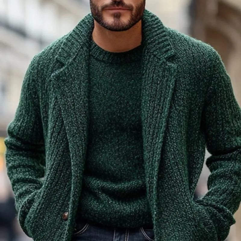 Men's Solid Color Lapel One Button Knit Cardigan 37809031Z sold by Manly product image thumbnail 3