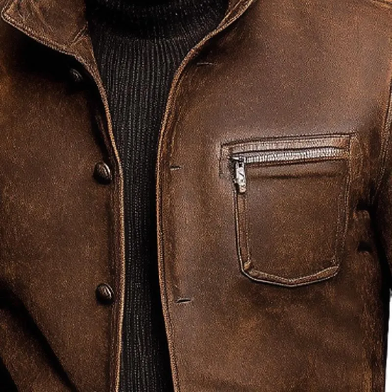 Men's Vintage Single Breasted Leather Lapel Jacket 65383166X sold by Manly product image thumbnail 3