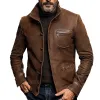 Men's Vintage Single Breasted Leather Lapel Jacket 65383166X sold by Manly
