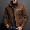 Men's Vintage Single Breasted Leather Lapel Jacket 65383166X sold by Manly