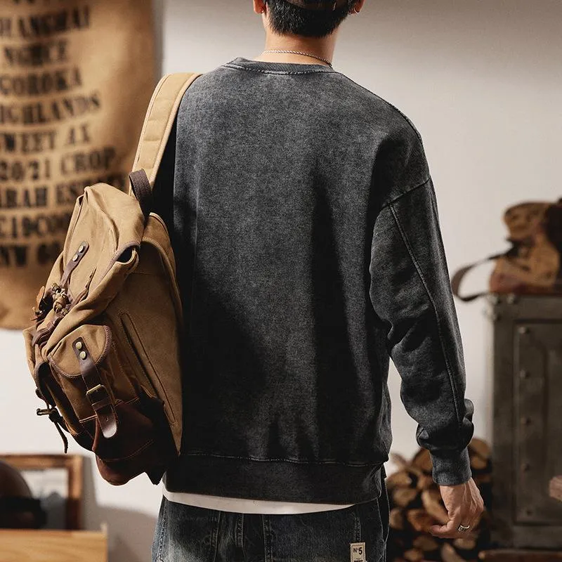 Men's Washed Distressed Denim Embroidered Sweatshirt 38460063U sold by Manly product image thumbnail 5