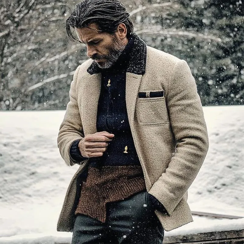 Men's Tweed with Paneled Collar Jacket 04733018U sold by Manly product image thumbnail 2