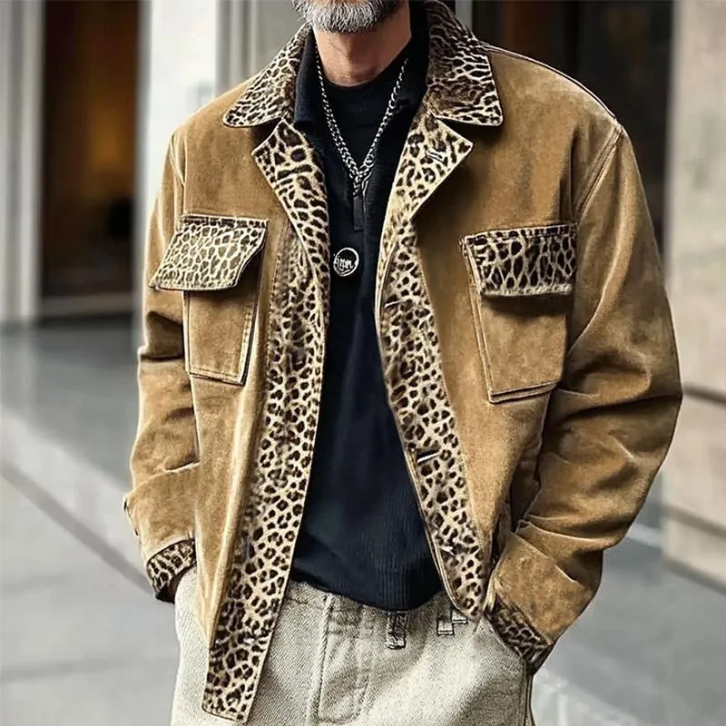 Men's Suede Leopard Patchwork Jacket 34989180U sold by Manly product image thumbnail 2