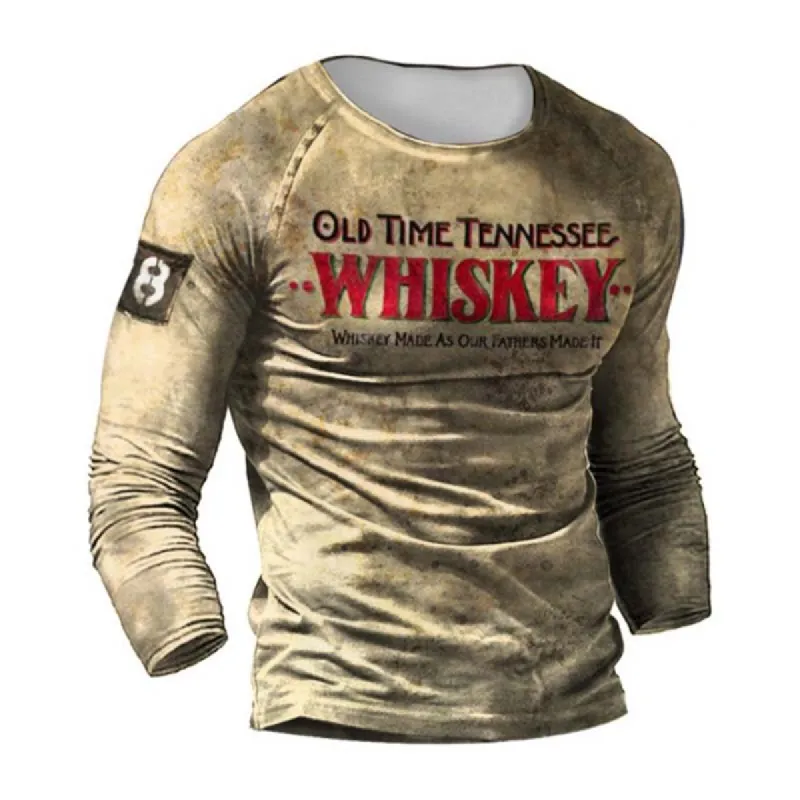 Men's Digital Print Slim Fit Round Neck Long Sleeve T-Shirt 33050311K sold by Manly