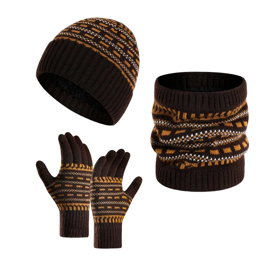 Men's Warm Knitted Hat, Scarf and Gloves Three-piece Set 65725898F sold by Manly product image thumbnail 4
