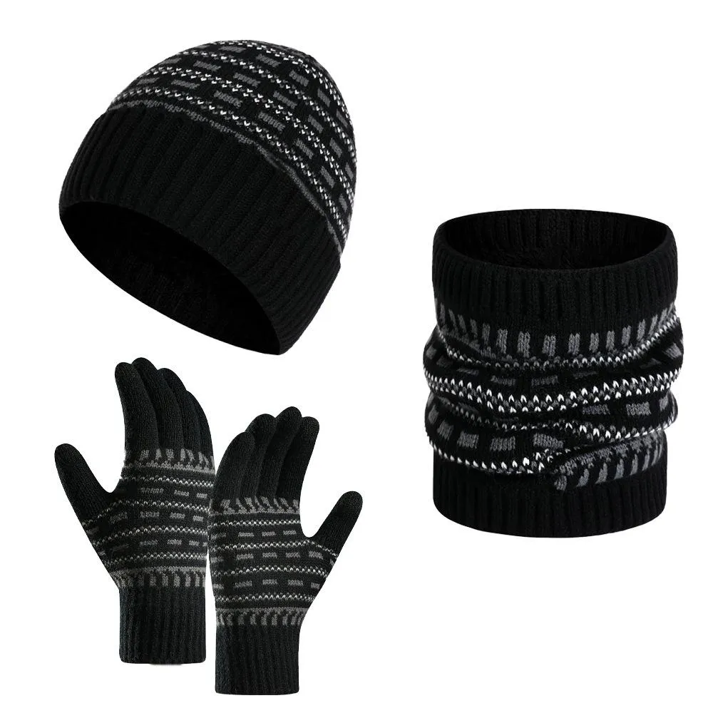 Men's Warm Knitted Hat, Scarf and Gloves Three-piece Set 65725898F sold by Manly