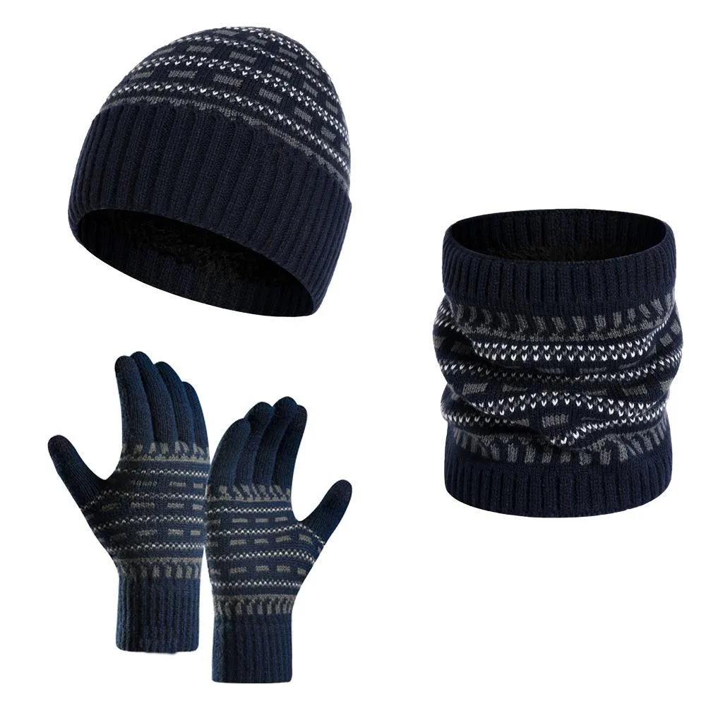 Men's Warm Knitted Hat, Scarf and Gloves Three-piece Set 65725898F sold by Manly product image thumbnail 3