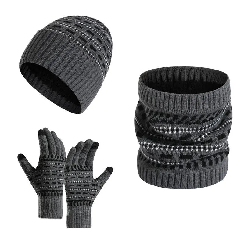 Men's Warm Knitted Hat, Scarf and Gloves Three-piece Set 65725898F sold by Manly product image thumbnail 2