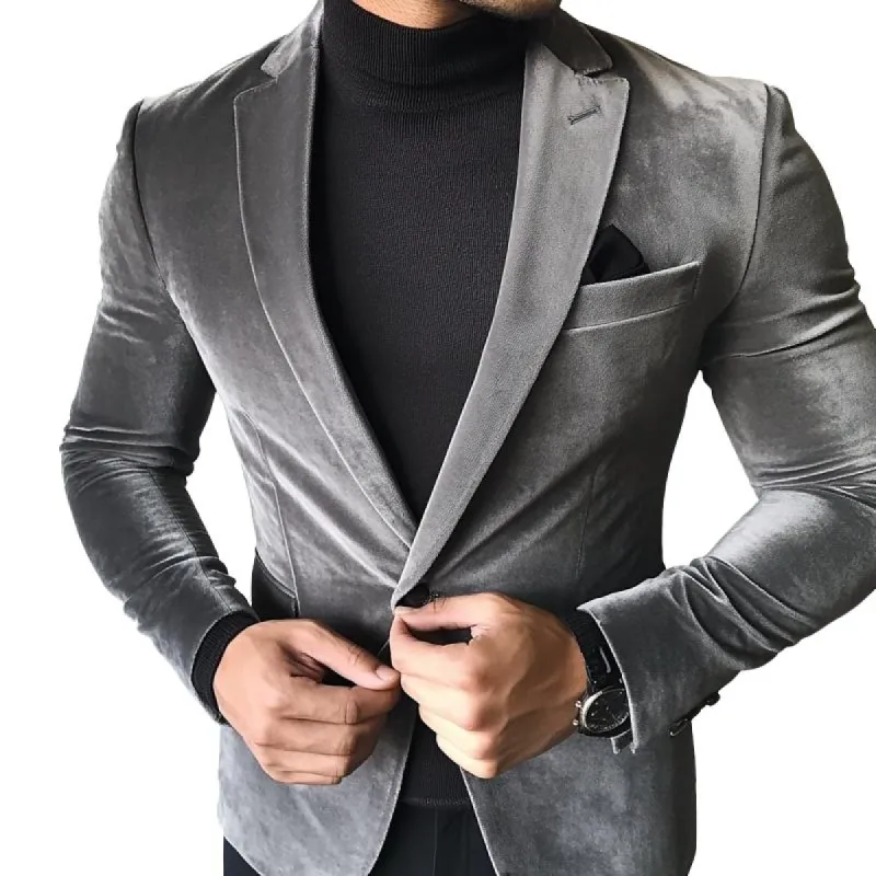 Men's Vintage Velvet Multi-Pocket Single Button Blazer 24140690Y sold by Manly