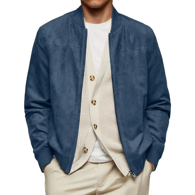 Men's Solid Suede Zipper Crew Neck Jacket 04116933Y sold by Manly product image thumbnail 3