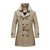 Men's Classic Lapel Double Breasted Slim Fit Belt Mid Length Trench Coat 69734079M sold by Manly