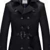 Men's Classic Lapel Double Breasted Slim Fit Belt Mid Length Trench Coat 69734079M sold by Manly