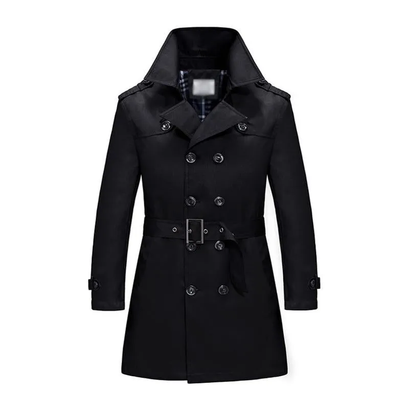 Men's Classic Lapel Double Breasted Slim Fit Belt Mid Length Trench Coat 69734079M sold by Manly product image thumbnail 3