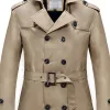 Men's Classic Lapel Double Breasted Slim Fit Belt Mid Length Trench Coat 69734079M sold by Manly
