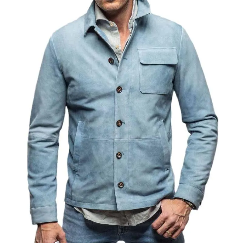 Men's Casual Suede Lapel Single Breasted Slim Fit Jacket 34212566M sold by Manly