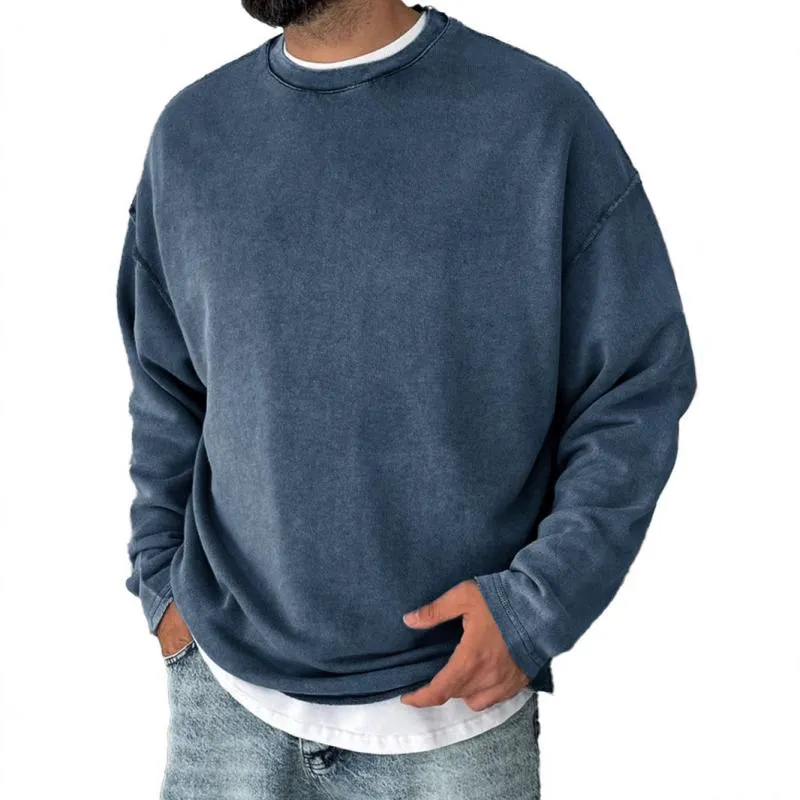 Men's Casual Solid Color Round Neck Loose Long Sleeve Sweatshirt 19533145M sold by Manly product image thumbnail 2