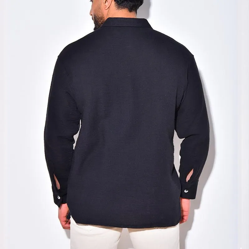 Men's Casual Cotton Linen Lapel Loose Long Sleeve Shirt 29623399M sold by Manly product image thumbnail 3