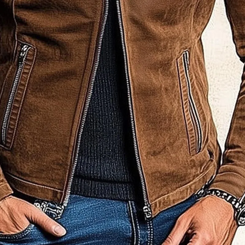 Men's Solid Suede Zip-Up Jacket 87051390X sold by Manly product image thumbnail 3