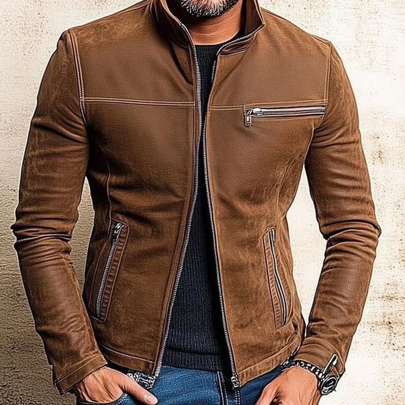 Men's Solid Suede Zip-Up Jacket 87051390X sold by Manly product image thumbnail 2
