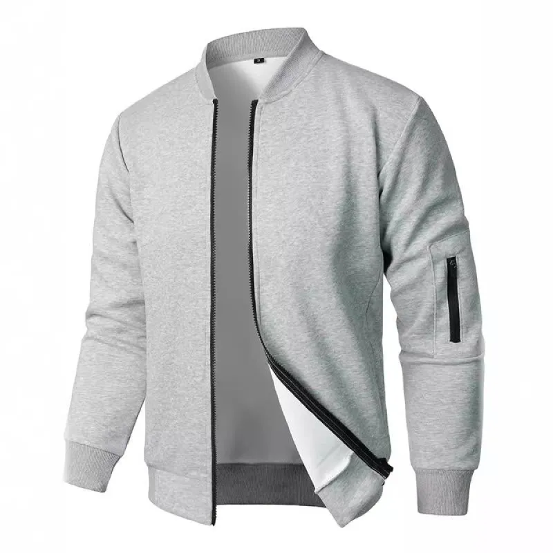 Men's Retro Casual Solid Color Zipper Baseball Jacket 51456165TO sold by Manly