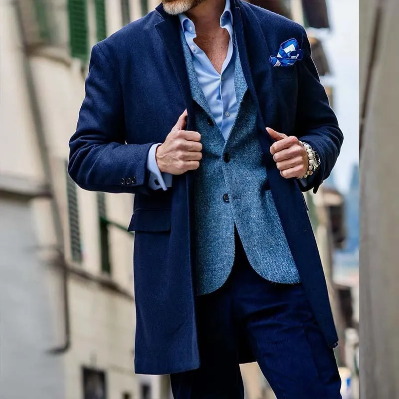 Men's Casual Retro Solid Color Lapel Mid-length Coat 72179747TO sold by Manly product image thumbnail 2