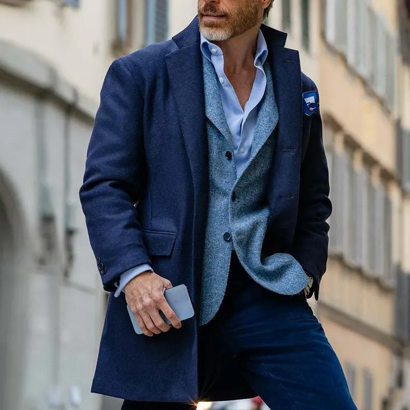 Men's Casual Retro Solid Color Lapel Mid-length Coat 72179747TO sold by Manly product image thumbnail 3