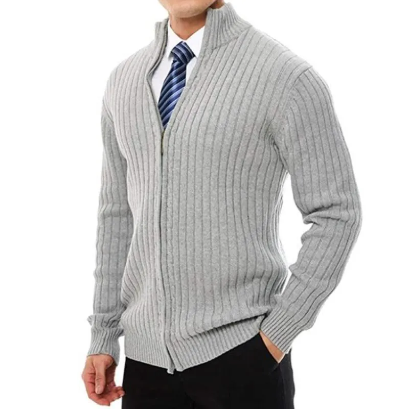 Men's Retro Casual Striped Zipper Knit Cardigan 98033533TO sold by Manly